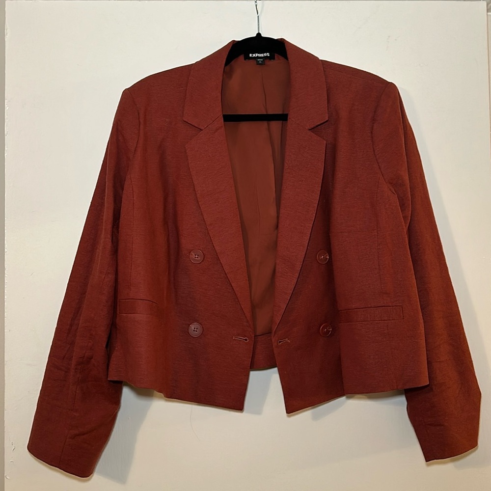 Express Rust Double-Breasted Blazer - image 1